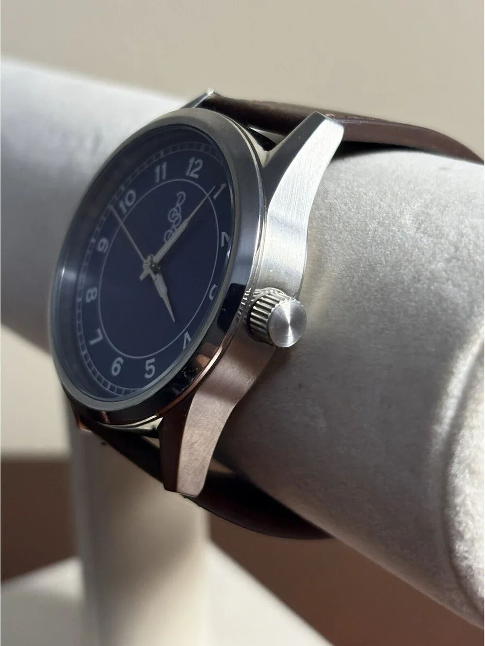 Beyond Boring Men's Quartz Watch Blue Dial Brown Leather Strap 100m Box